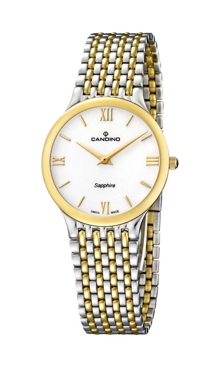 Candino Men's Quartz Watch with White Dial Analogue Display and Multicolour Stainless Steel Bracelet C4414/1