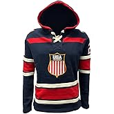 Miracle on Ice US Hockey Shield Logo Official Embroidered Navy Lace Hoodie - Youth