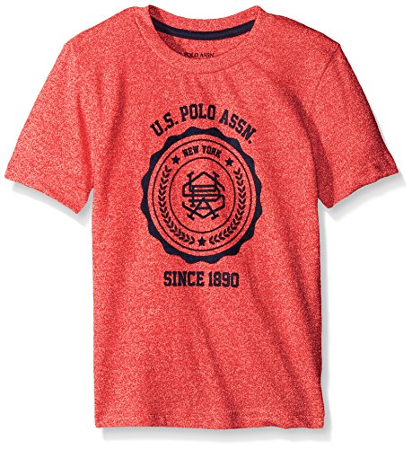 U.S. Polo Assn. Big Boys Flocked Logo Print T-shirt, Marled Red, 14/16