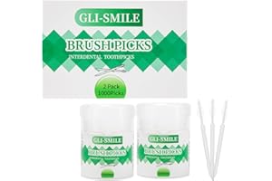 GLI-Smile BrushPicks Interdental Toothpicks, Soft Interdental Brushes and Dental Floss Picks 2-in-1, Teeth Plaque Remover 1000 Toothpicks, 2 Pack
