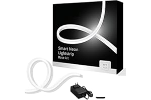 GUPUP Neon Light Strip, DC 12V 600 LEDs, Neon Rope Lights,Bright White Light Strips,Soft,Flexible,Cuttable,Waterproof,Suit for Gaming Room/Sign Customize/Indoor Decor(Power Adaptor Included)