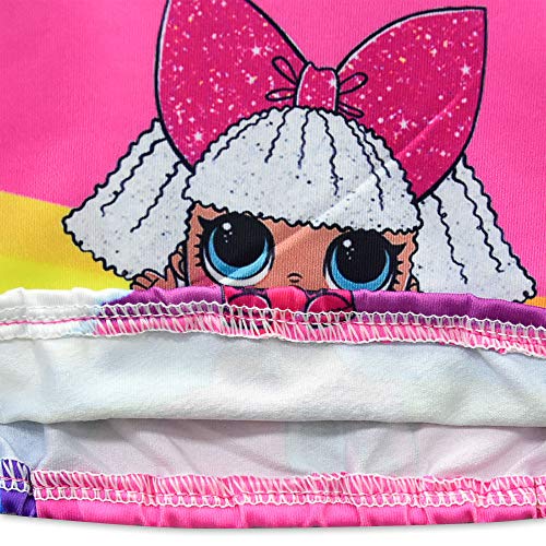 Rohero Toddler Baby Girls Swimsuits Two Piece Doll Print Ruffle Swimwear Bathing Suit for Doll Surprised (130cm/ 5-6Y, Rainbow Rose 1) - Thumbnail 3
