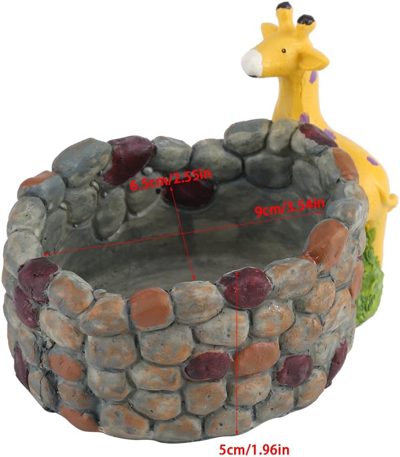 Fdit Tiny Creative Succulent Plants Mini Garden Resin Flower Pot Tank Giraffe Castle Home Design Factory Home Office Decoration (Giraffe) - Image 3