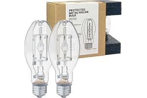 GRUOTVSZAK Protected MP150/U/MED MH E26 Medium Base Metal Halide 150 Watt Dusk to Dawn Bulb 4000K 15300lm ANSI Code M102 EDX17 Clear Bulb 2 Pack