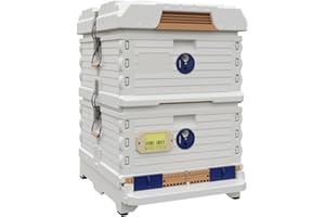 Apimaye Ergo Insulated 10 Frame Bee Hive Set [NO Frames Included] (Double Deep, White Body Blue Entrance)