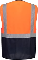 Portwest C476 Warsaw Executive Hi Vis Vest with Pockets Orange Navy L view 2
