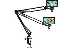 Hayve Microscope Arm Stand，Adjustable Metal Bracket with Clamp and Grommet Base，Coin Microscope Mount ，Compatible with Model 