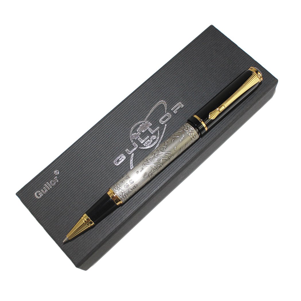Gullor Chinese Roller Ball Pen with Gift Box - Silver
