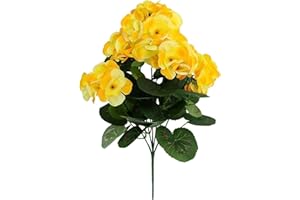 5 Branch Artificial Begonia Flowers for Outdoors, Silk Fake Flowers for Patio Garden Porch Decor, Faux Plants for Outside Pla