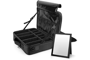 Luxspire Travel Makeup Bag Cosmetic Case Large Professional Black 3 Layer, Makeup Organizer Makeup Train Case, Makeup Brush H