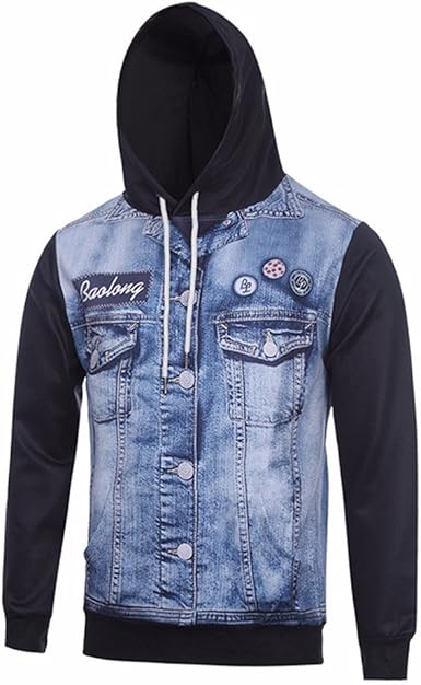 men's denim jacket hooded long sleeve hoodie