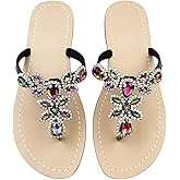 Hinyyrin Available in 13 Colors,Rhinestone Sandals,Women's Flat Sandals,Flip Flop,Bling Jeweled Sandals,Summer Beach Wedding Vacation Shoes
