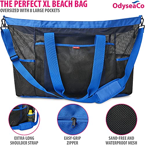 Odyseaco Extra Large Mesh Beach Bag Mesh Beach Tote Waterproof Sandproof Beach Accessories