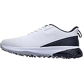 NRNHI Men's Golf Shoes Spike Wide Waterproof Lightweight Anti Slip Golf Sneakers Walking Footwears