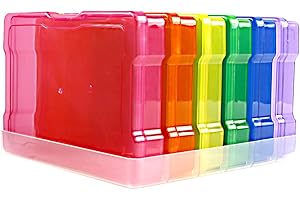 novelinks 6 Pack 4”x6” Photo Storage Boxes – Multi-Colored Plastic Organizer Cases with Lids – Picture Storage Containers for Photos, Crafts, Cards & Scrapbooking