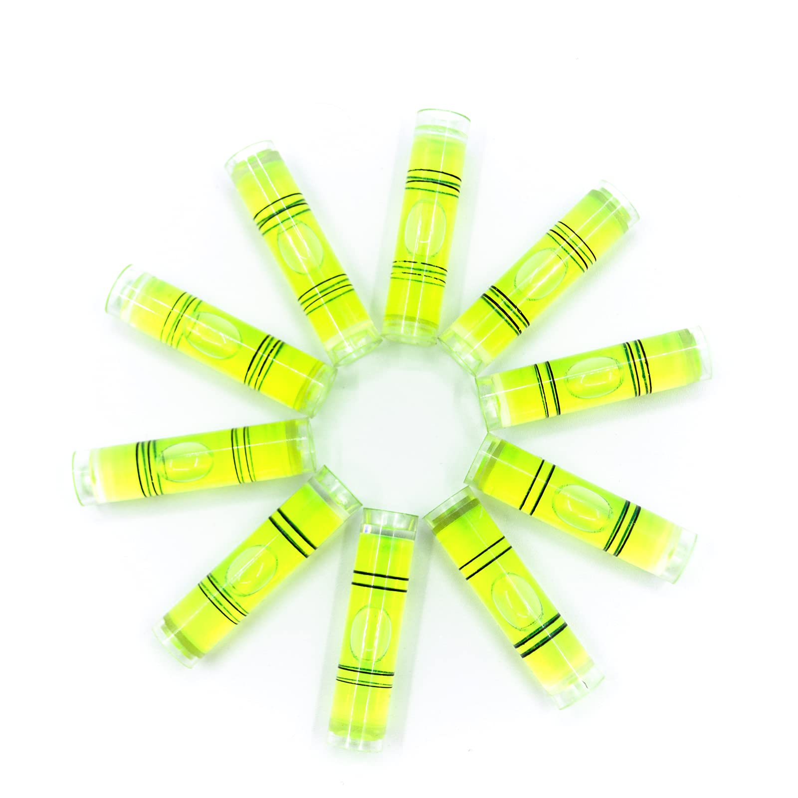 Nynel 10pcs Cylindrical Spirit Bubble Level Measuring Tools,Photo Frame Wall Bubble Level Inclinometer,Hanging Measuring Tools,9x40mm