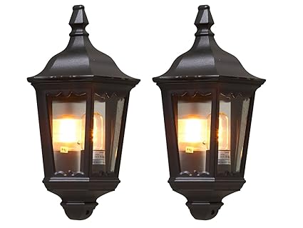 2er Set Schwarze Wandleuchten Halbschale Firenze E27 Aluminium