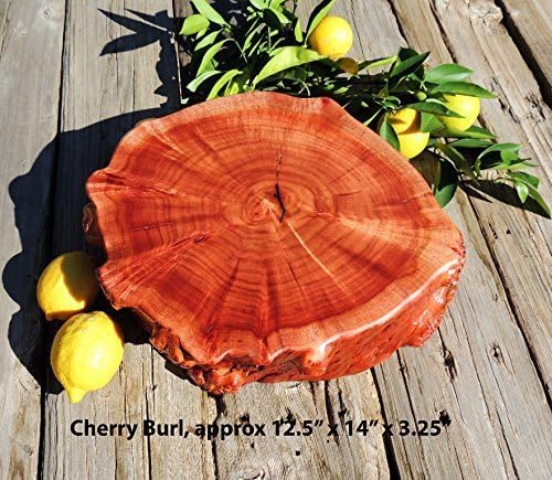 Natural Cherry Burl wood Cutting Board or Serving Platter, Thick live edge log slab