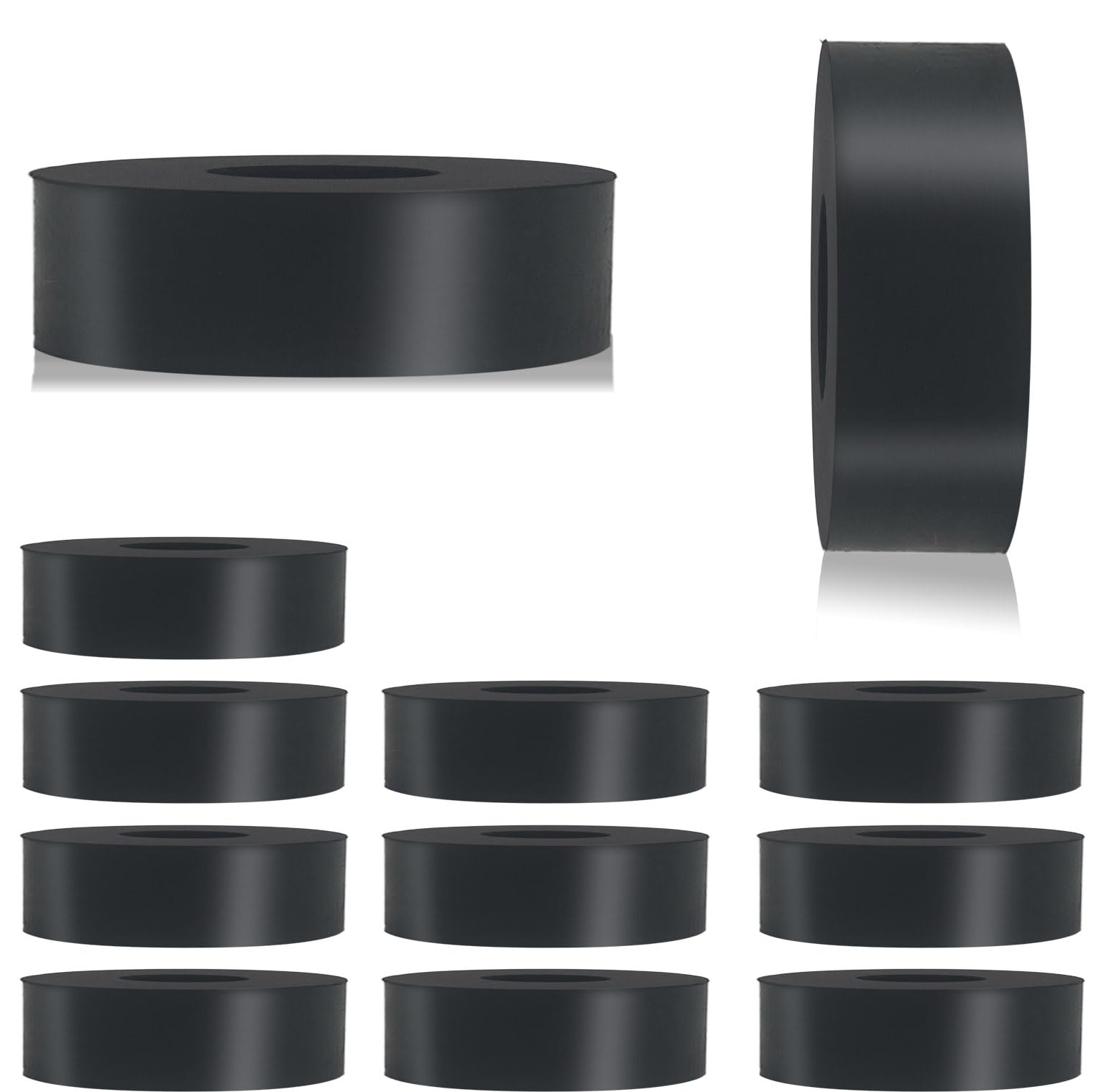 Photo 1 of 12 PCS Multi Purpose Rubber Spacer 1 1/2 Inch OD x 1/2 Inch ID x 3/8 Inch Thickness, Rubber Bushing Anti Vibration Spacer Thick Rubbers Washers for Home and Car
