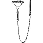 ADEMISHIA Heart O-ring Leather Choker Necklace For Women, Punk Gothic Black/Pink Slip Chain Necklace with Vegan Leather Swivel Clasp