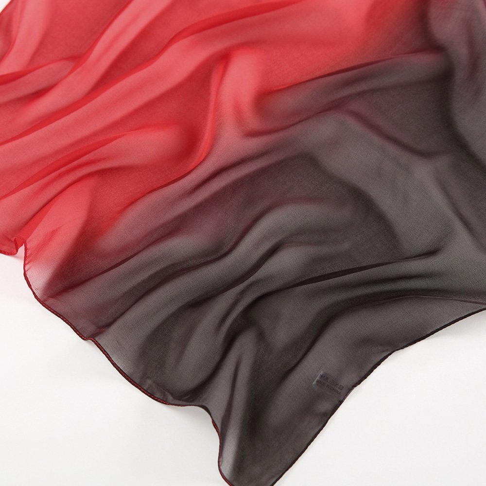 LEIDAI Frauen Seidenschal Elegante Leichte Lange Verlaufsfarben 100% Seidenschal Anti Allergie Tuch Sonnenschutz(Schwarze, 175 cm* 62 cm)