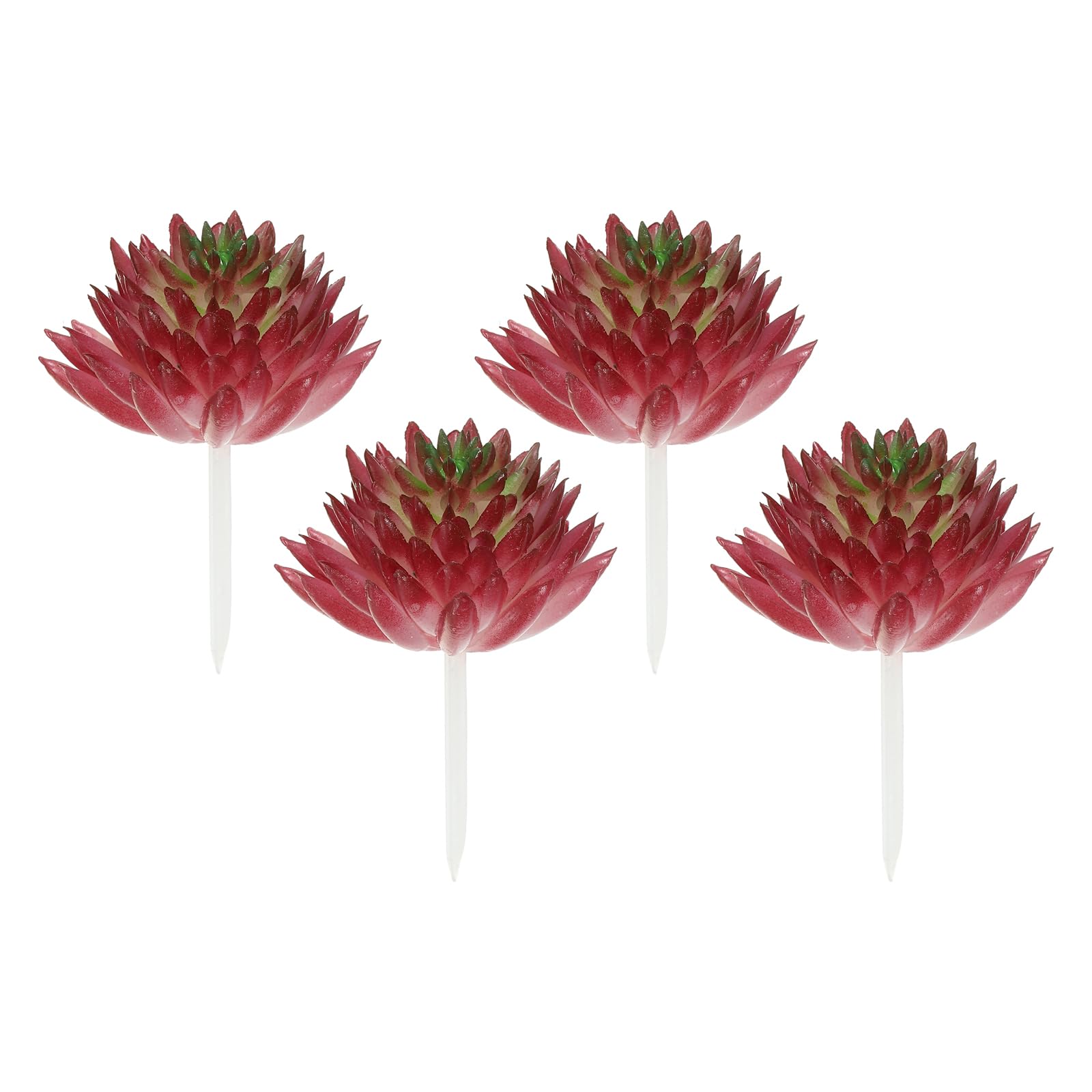 PATIKIL Mini Artificial Succulents, 4 Pack Unpotted Faux Succulent Picks Fake Succulent Plants for Home Landscape Decoration, Burgundy Green