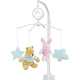 Disney Winnie The Pooh Hello Sunshine Nursery Musical Mobile with Plush Winnie The Pooh, Piglet & Aqua Cloud & Stars, Aqua, Yellow, Pink