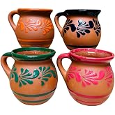 Mexican Plumeado Clay Mug - Set of 4 Mugs - Guelaguetza Designs
