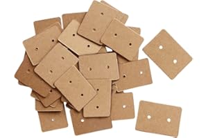 G2PLUS 200PCS Earring Display Cards, Kraft Paper Earrings Holder Card, 1.10" x 1.57" Ear Stud Earring Card for Handmade Earrings, Studs Selling and Small Jewelries (Brown)