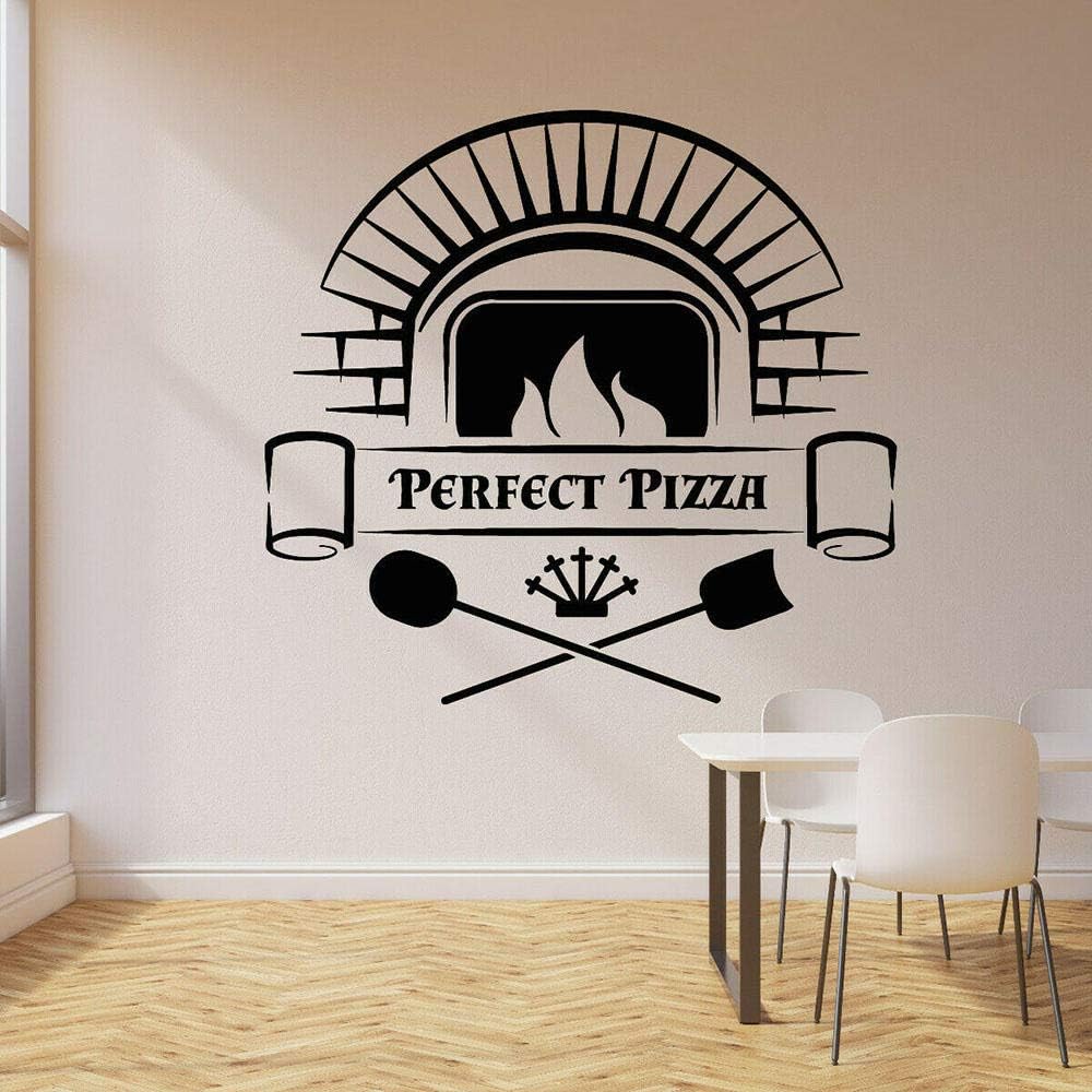 Amazon Com Xykshiyy Pizza Logo Vinyl Wall Decal Pizza Pizzeria Store Window Sticker Bakery Italian Cuisine Art Mural Wallpaper For Restaurant 58x57cm Home Kitchen