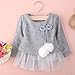 Baby Girls Long Sleeve Knit Bow Tutu Princess Party Dress Clothes (0-6 Months, Grey)