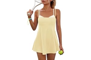 Yanekop Womens Tennis Dress with Built in Shorts and Bra Athletic Dresses Golf Outfits Spaghetti Strap Workout Dress