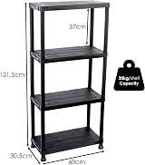 Oypla 4 Tier Black Plastic Heavy Duty Shelving Racking Storage Unit 80kg view 2