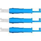 Hicarer 3 Pcs Sewing Machine Needle Threader Automatic Needle Inserter Tool | Blue Automatic Needle Threading Tool, Push-style Inserters, Seniors Needle Inserter Holder, for Hand and Machine Sewing
