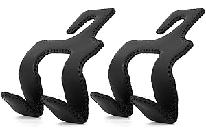 AMVOYOA 【2021 Upgraded】 Car Purse Hook, 2 in 1 Car Seat Headrest Hooks Durable Hanger Storage Holder Leather Organizer for Hanging Grocery Bags, 2 Pack, Black