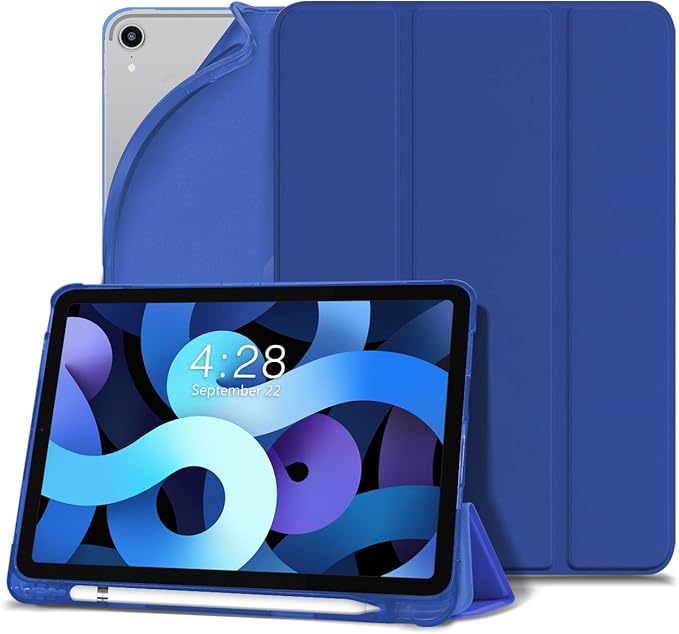 Amazon Co Jp Danycase Ipad Air 4 ケース Ipad 10 9インチ 半透明カバー 三つ折スタンド ペンシル収納 ワイヤレス充電に対応 軽量 薄型 落下保護 耐衝撃 傷防止 指紋防止 Ipad Air 10 9 インチ 専用スマートカバー 濃紺 家電 カメラ