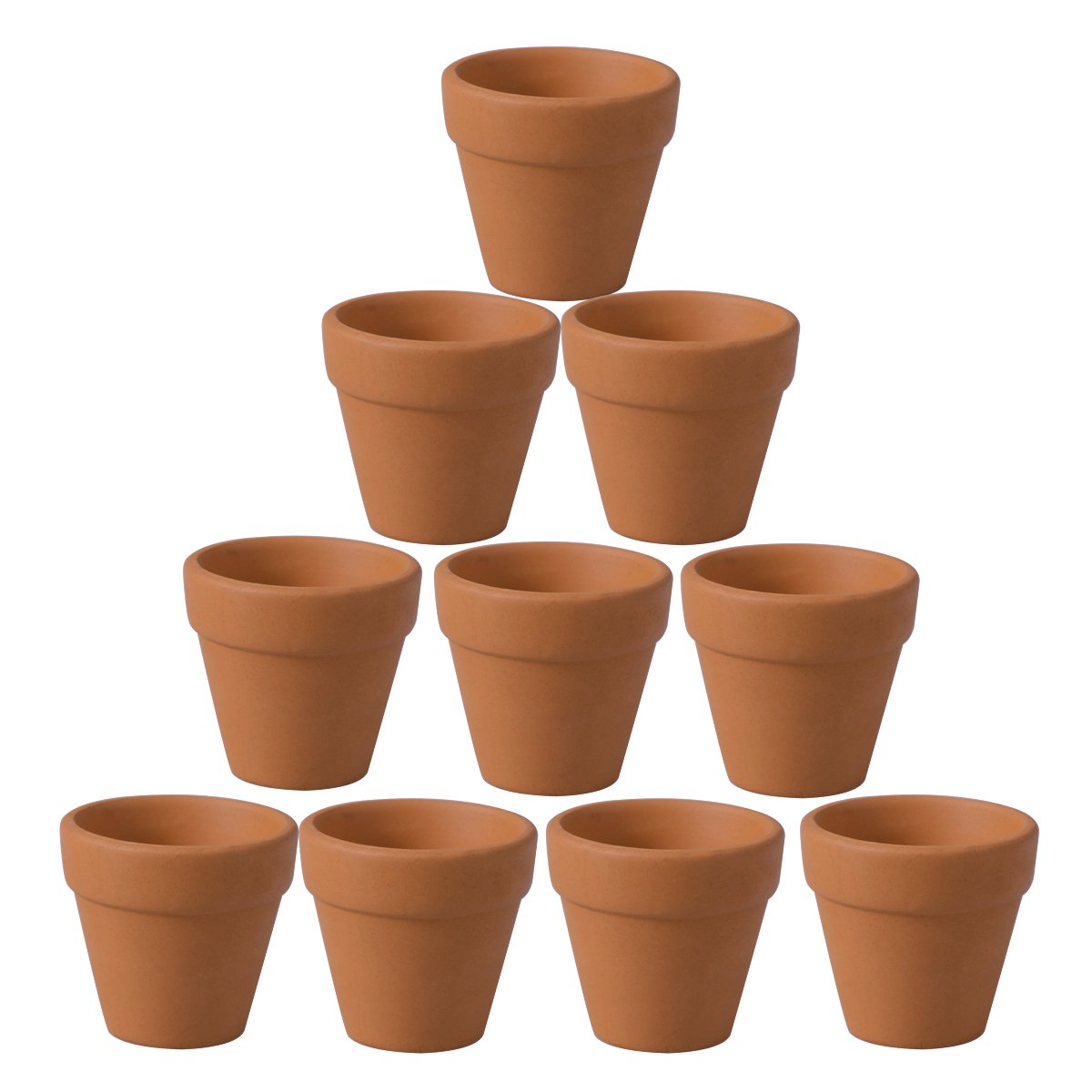 OUNONA 10 Pcs Mini Terracotta Pot Clay Ceramic Planter Cactus Flower Nursery Pot - Red, Small, Indoor, Tabletop, Drainage Hole