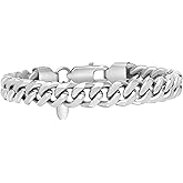 Nautica Stainless Steel Bracelet for Men Miami Cuban Flat Link Chain Bracelet Lobster Clasp