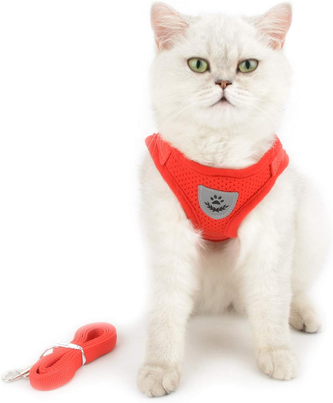 SMALLLEE_LUCKY_STORE Soft Mesh Refective Cat Harness and Lead Set Escape Proof Adjustable No Pull Choke Safe Walking Jacket for Small Dogs Puppy Kitten,Red Medium - Image 4