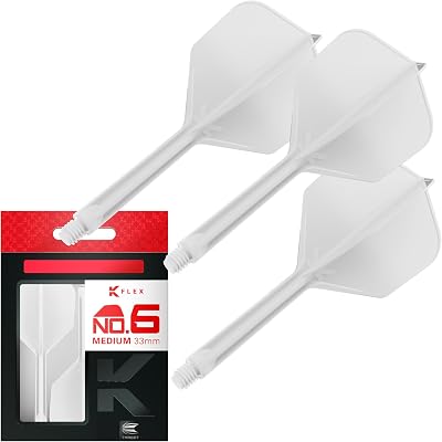 Target Darts K-Flex Integrated Flights & Shafts No.6 White Medium Pack of 3