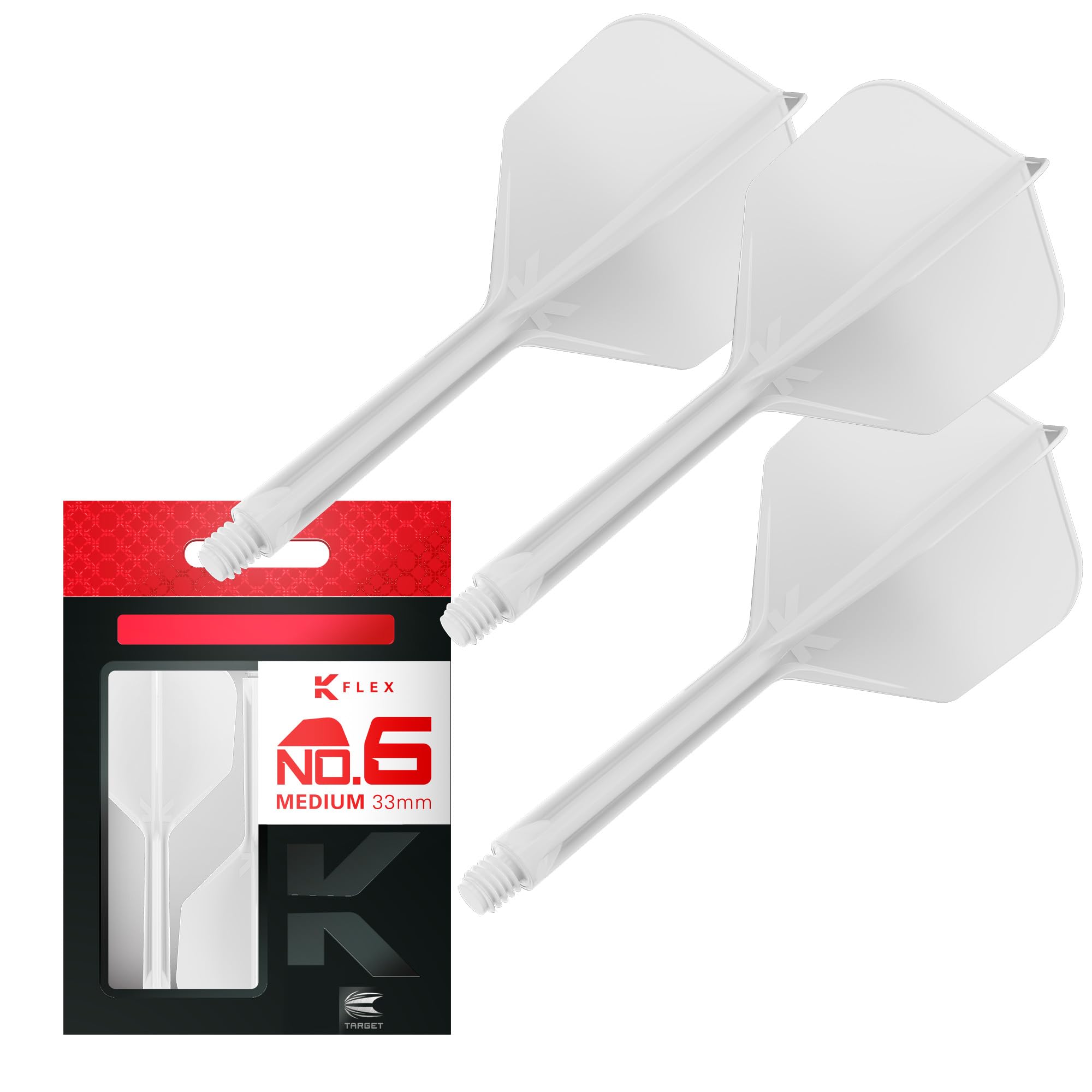 Target Darts K Flex Integrated Dart Flights And Shafts, No.6 White (Medium) | Pack Of 3 K-Flex - No6, Kflex All In One Moulded Dart Flight & Stem | Professional Dart Accessories — image 1