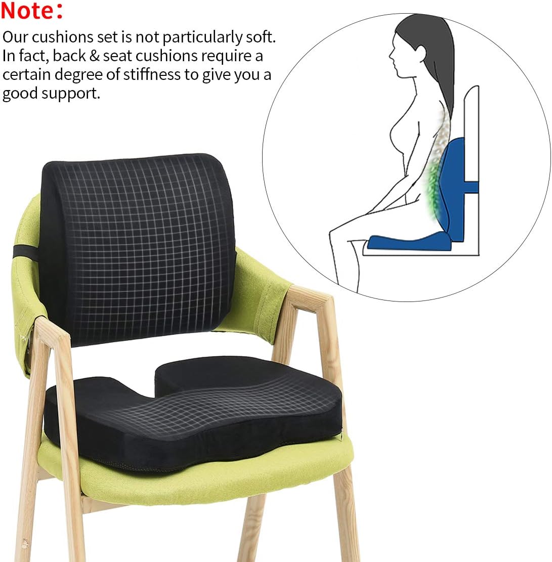 Essort Seat Cushion Ushaped Memory Foam Back Lumbar Support Provides