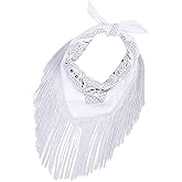 Jdlsppl Women's Fringe Bandana Lightweight Shawl Square Headband Disco Bachelorette Party Tribal Western Cowgirl Scarf