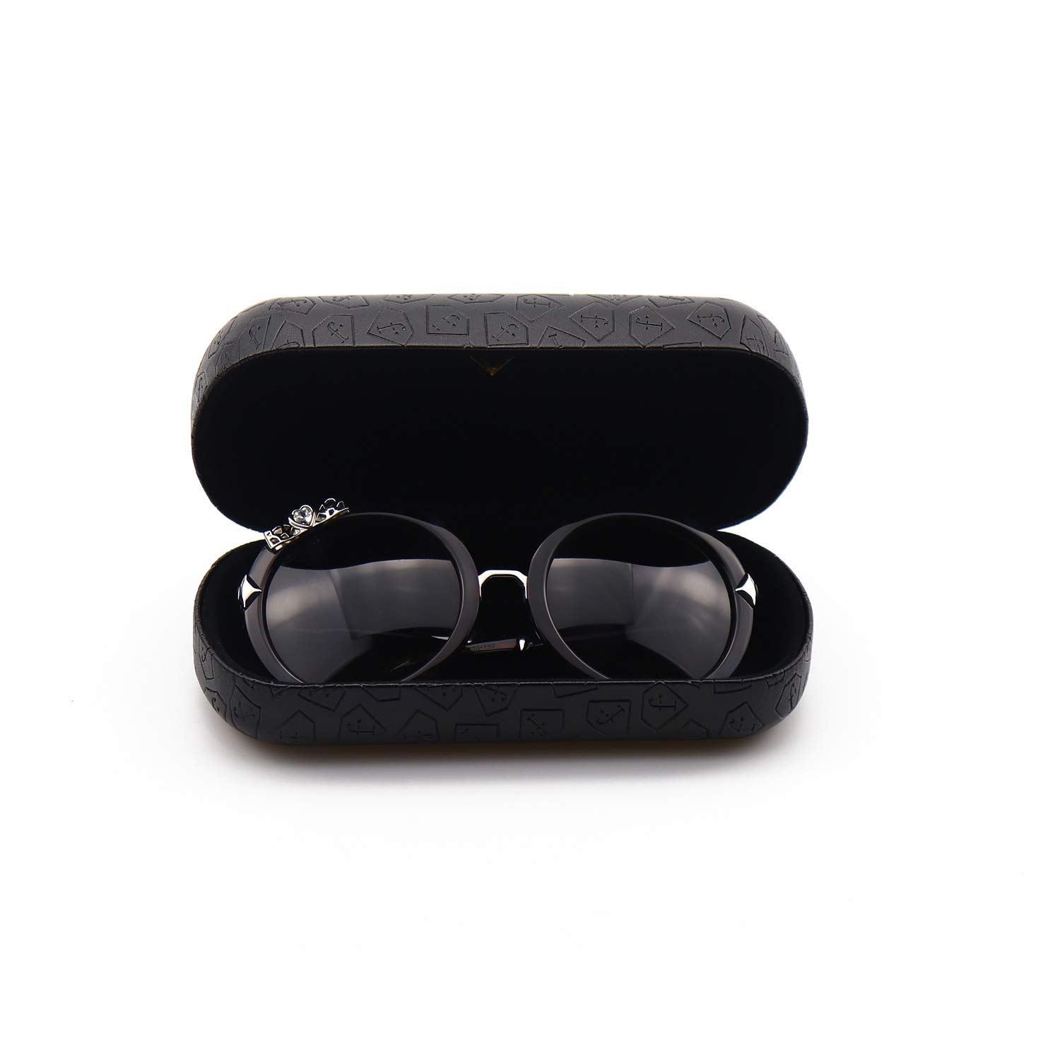 Eyeplayer Retro Round Metal Sunglasses for Women Black Circle with Rhinstone Decorative,54MM