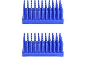 QWORK Test Tube Rack, Plastic Spike Drying Rack Holds, 2 Pack, 66-Position, for 12-16 mm Tubes, Blue
