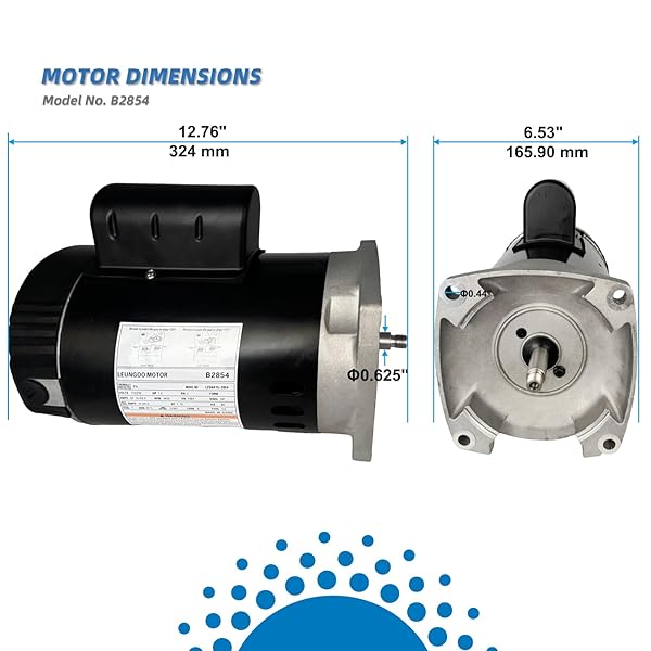 B2854 1-1/2HP, REPLACES CENTURY/AO SMITH POOL PUMP MOTORS,1.5HP,115/230V, 3450 RPM, 8.0/16.0AMPS, 56Y FRAME 1.1SERVICE FACTOR,PSC,F56AA40A01,INCLUDE REPLACE PARTS, SQUARE FLANGE ODP ENCLOSURE LEUNGOO