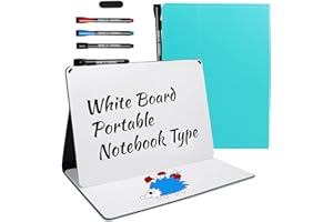 CABPLROI Portable Small White Board Dry Erase Board, Reusable Small Dry Erase Board Notebook,Double-Sided Folding Whiteboard with 3 Pens, Desk Board Buddy for Learning, Meeting, Doodling, Planning
