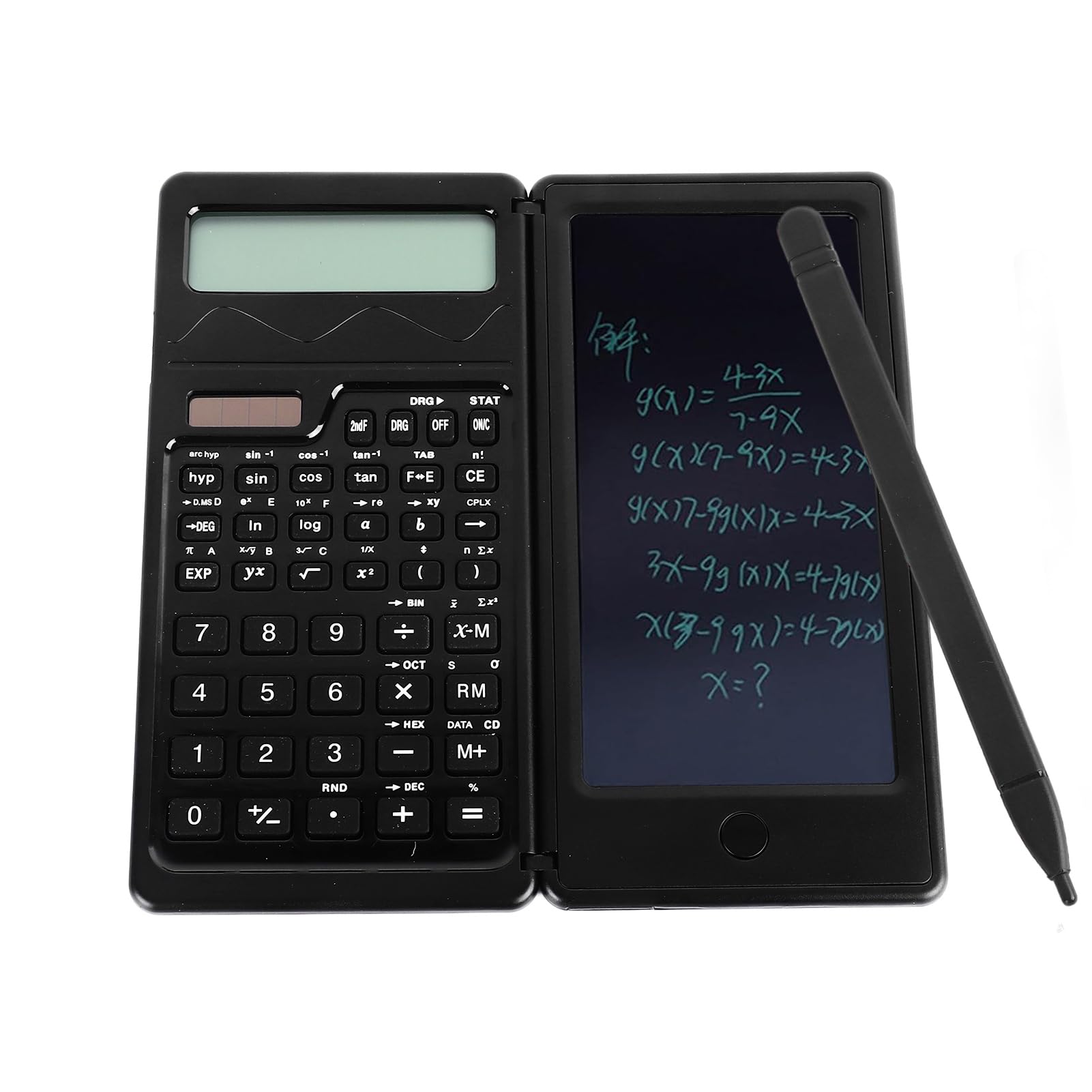 Advanced Scientific Calculator with Graphic Functions, Solar Calculator with Erasable Writing Tablet and Pen, for Advanced Courses, High School or College