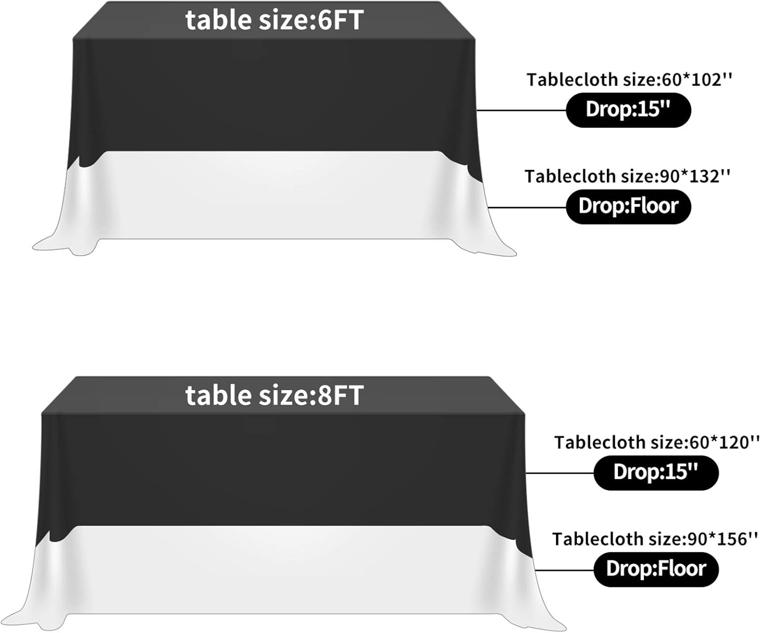 Rectangle Tablecloth 60x102 inch Washable Polyester Fabric Table Cloth for Wedding Party Dining Banquet Decoration（60x102, White）: Kitchen & Dining