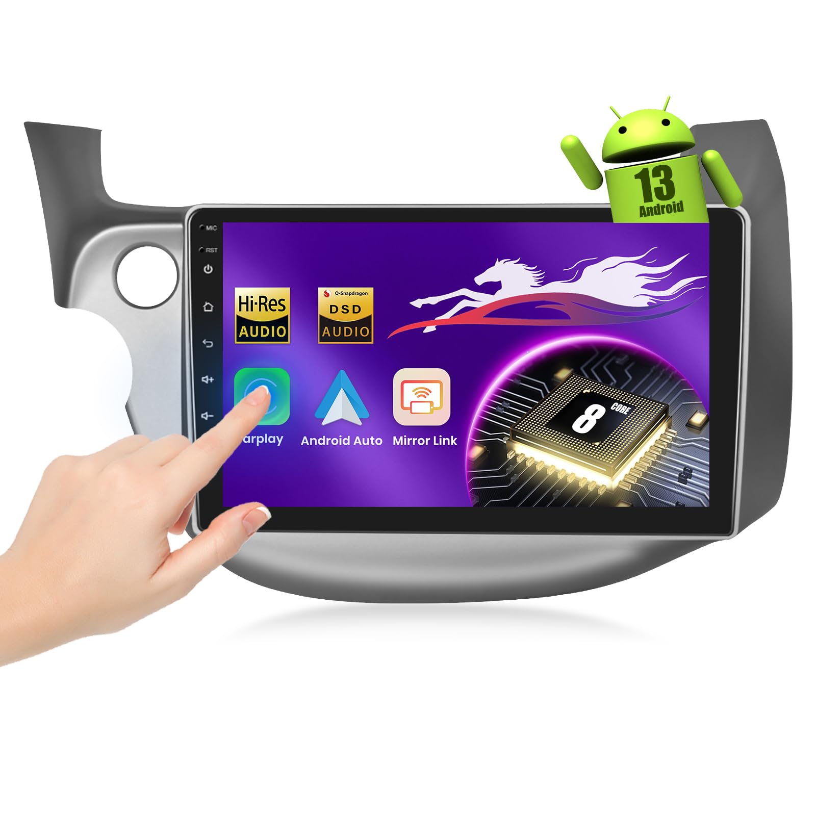 Photo 1 of 5G WiFi 8Core 4G+64G Car Radio for Honda Fit 2008-2013 DSP/46EQ, 10 inch 1280P QLED Touch Screen Car Stereo with Wireless Carplay Android Auto GPS Bluetooth 5.1 SWC FM/RDS AHD Backup Camera